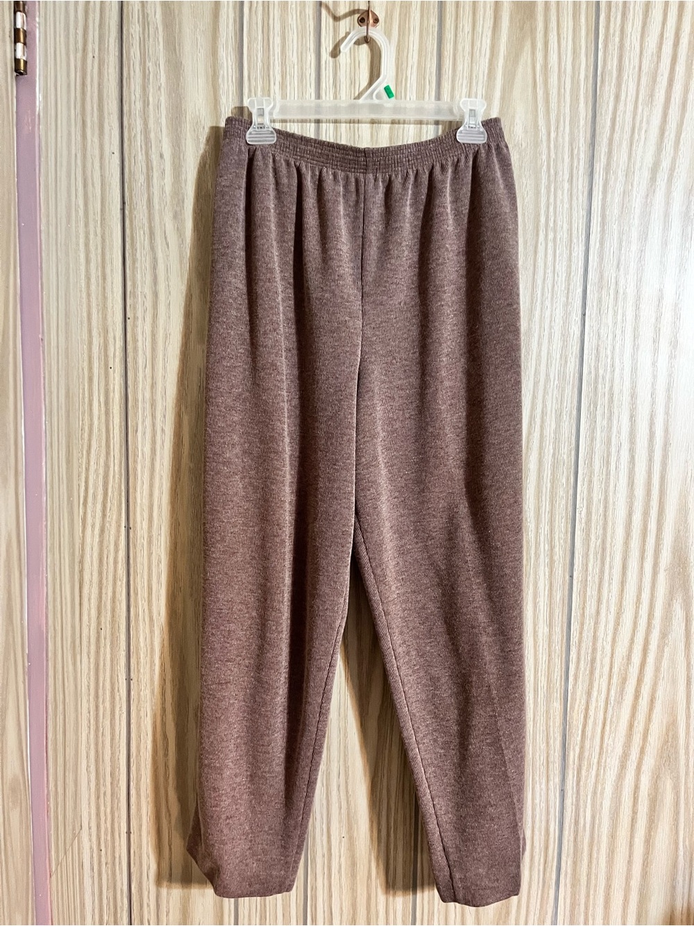 Vintage 5 Saisons Brown Ribbed Knit Elastic Waist Lounge Pants L Made in Canada
